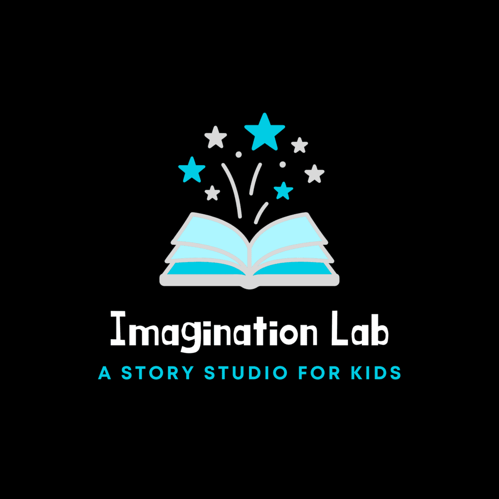 Imagination Lab: A Story Studio for Kids (Image: An open book with stars floating above)